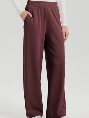 Sinsay - Spodnie z szeroką nogawką - bordowy