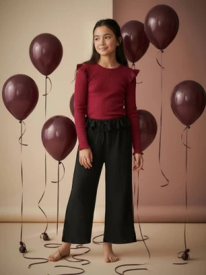 Sinsay - Spodnie z szeroką nogawką - czarny