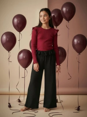 Sinsay - Spodnie z szeroką nogawką - czarny