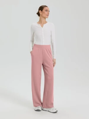 Sinsay - Spodnie z szeroką nogawką - różowy
