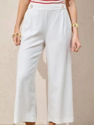 Sinsay - Spodnie z wiskozą i domieszką lnu - kremowy