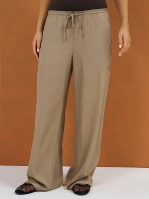 Zdjęcie produktu Sinsay - Spodnie z wiskozą wiązane w talii - brązowy