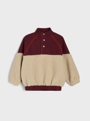 Sinsay - Sportowa bluza sherpa na zatrzaski Active - brązowy