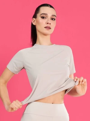 Zdjęcie produktu Sinsay - Sportowa koszulka z perforowanego materiału Gym Hard - kremowy