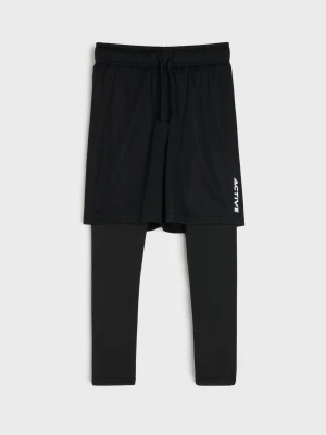 Sinsay - Sportowe legginsy z szortami 2 w 1 Active - czarny
