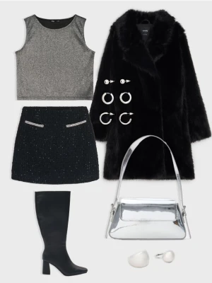 Sinsay - Srebrna torebka na ramię - srebrny