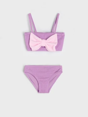 Sinsay - Strój kąpielowy dwuczęściowy z ozdobną kokardą - fioletowy