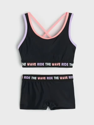 Sinsay - Strój kąpielowy dwuczęściowy z ozdobnym tyłem - czarny