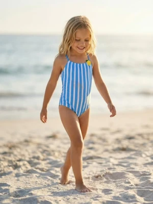 Sinsay - Strój kąpielowy jednoczęściowy w paski z motywem cytryny - niebieski