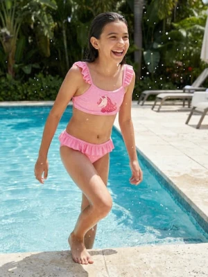 Sinsay - Strój kąpielowy z nadrukiem jednorożca i holo kropkami - różowy