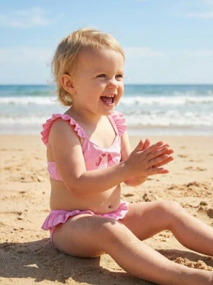 Sinsay - Strój kąpielowy z nadrukiem jednorożca i holo kropkami - różowy