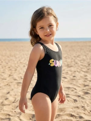 Sinsay - Strój kąpielowy z silikonowym nadrukiem "Sunny" - czarny