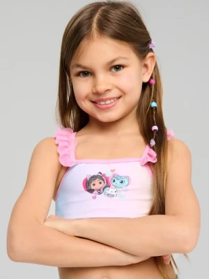 Sinsay - Strój kąpielowy z tiulową falbanką z efektem ombre Gabby's Dollhouse - różowy