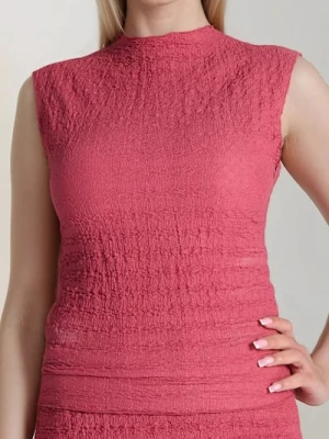 Sinsay - Strukturalna bluzka bez rękawów - różowy