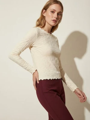 Sinsay - Strukturalna bluzka z długimi rękawami - żółty