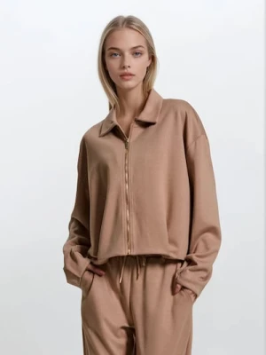 Sinsay - Strukturalna bluzka z kołnierzykiem - beżowy