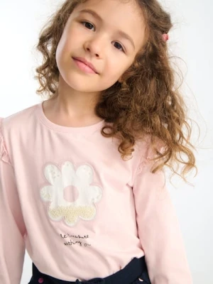 Sinsay - Strukturalna koszulka z długimi rękawami - różowy