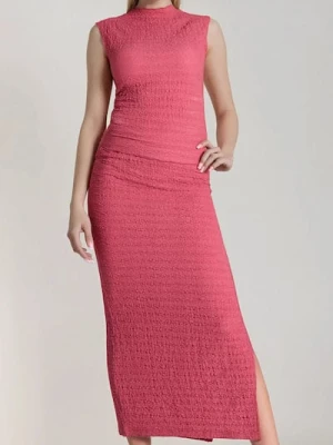 Sinsay - Strukturalna spódnica midi - różowy