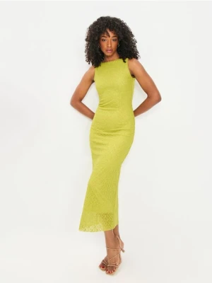 Sinsay - Strukturalna sukienka midi - zielony