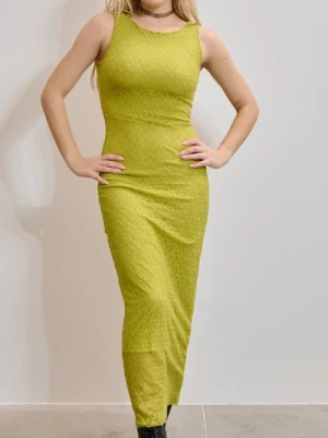 Sinsay - Strukturalna sukienka midi - zielony