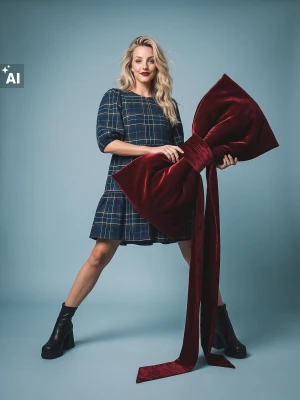 Sinsay - Sukienka babydoll mini w szkocką kratę - wielobarwny