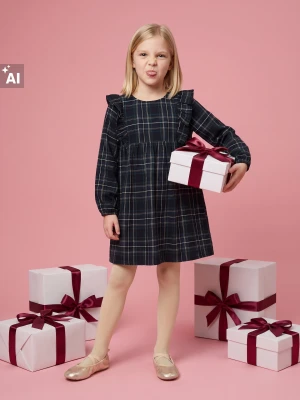 Sinsay - Sukienka babydoll w kratę - wielobarwny