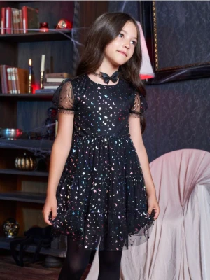 Sinsay - Sukienka babydoll z motywem halloweenowym - czarny