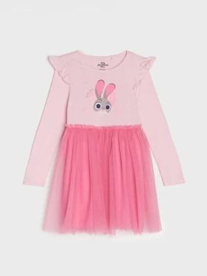 Sinsay - Sukienka babydoll z nadrukiem Disney Zwierzogród - różowy