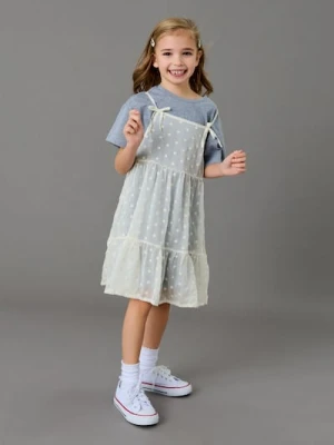 Sinsay - Sukienka babydoll z ozdobnym tiulem - szary