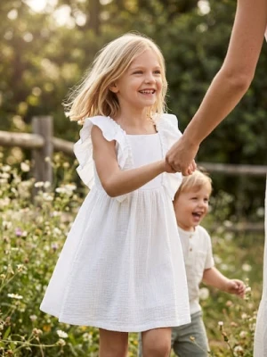 Sinsay - Sukienka babydoll z ozdobnymi falbanami - biały