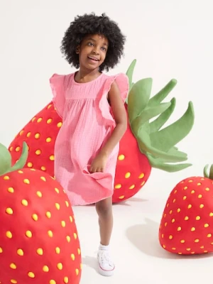 Sinsay - Sukienka babydoll z ozdobnymi falbanami - koralowy