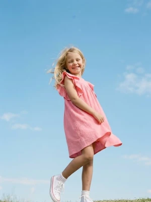 Sinsay - Sukienka babydoll z ozdobnymi falbanami - koralowy