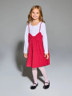 Sinsay - Sukienka babydoll ze świąteczną kokardą - czerwony