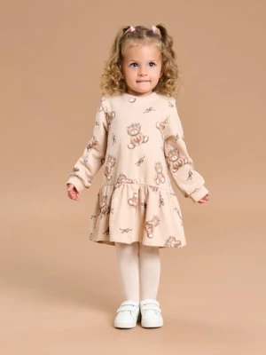 Sinsay - Sukienka babydoll ze wzorkiem - kremowy