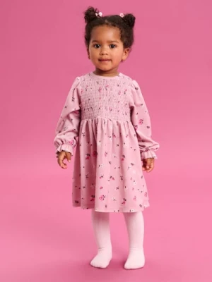 Sinsay - Sukienka babydoll ze wzorkiem - różowy