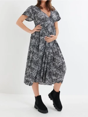Sinsay - Sukienka ciążowa szmizjerka ze wzorem - czarny