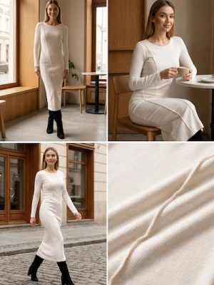 Sinsay - Sukienka dresowa midi - kremowy