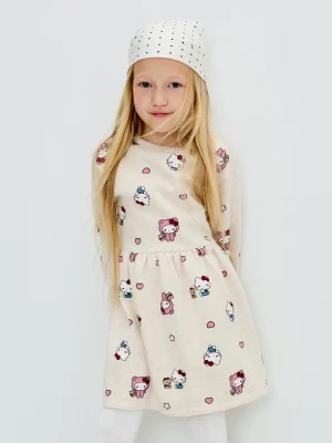 Sinsay - Sukienka dresowa z bawełną Hello Kitty - kremowy