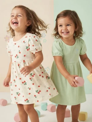 Sinsay - Sukienka dresowa z bufkami 2 pack - kremowy