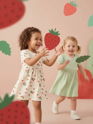 Sinsay - Sukienka dresowa z bufkami 2 pack - kremowy