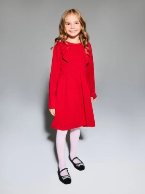 Sinsay - Sukienka dresowa z falbanami - czerwony