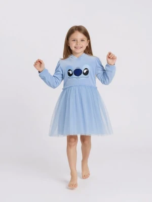 Sinsay - Sukienka dresowa z kapturem Stitch - niebieski