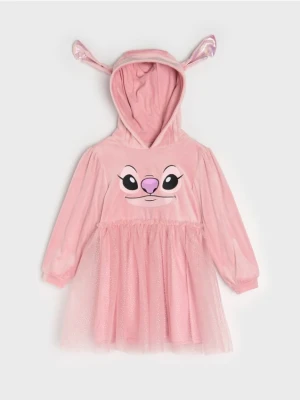Sinsay - Sukienka dresowa z kapturem Stitch - różowy