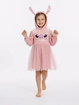 Sinsay - Sukienka dresowa z kapturem Stitch - różowy