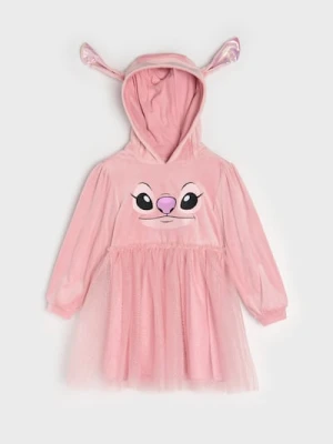 Sinsay - Sukienka dresowa z kapturem Stitch - różowy