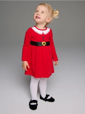 Sinsay - Sukienka dresowa z motywem świątecznym - czerwony