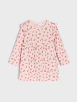 Sinsay - Sukienka dresowa ze wzorem w kwiaty - różowy