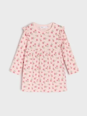 Sinsay - Sukienka dresowa ze wzorem w kwiaty - różowy