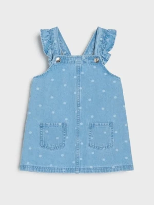 Sinsay - Sukienka jeansowa na ramiączkach w kropki - niebieski