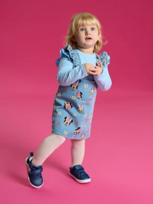 Sinsay - Sukienka jeansowa na ramiączkach z nadrukiem Minnie Mouse - niebieski
